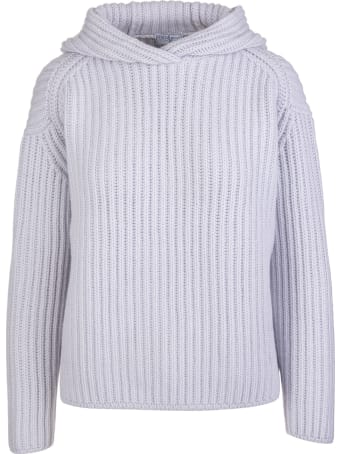 Fedeli Woman Hooded Sweater In Ice Ribbed Cashmere