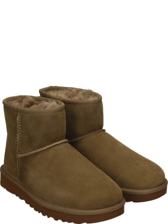 UGG Mini Classic Ii Low Heels Ankle Boots In Taupe Suede