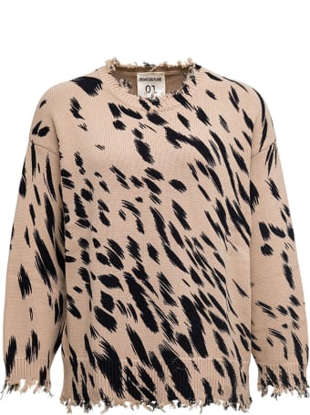 SEMICOUTURE Patricia Beige Sweater With Animalier Print