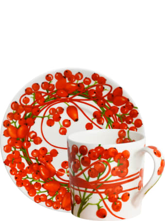 Taitù Set of 2 Espresso Cups & Saucers - Fil Rouge Bacche Collection