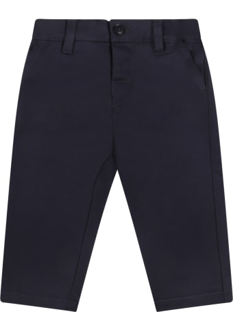 Armani Collezioni Blue Trouser For Baby Boy With Logo