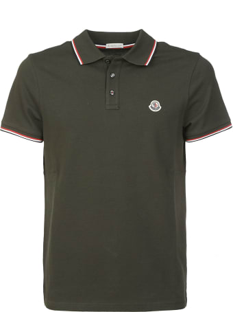 Moncler Stripe Trim Logo Patched Polo Shirt