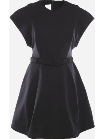 Valentino A-line Dress With V-logo Belt
