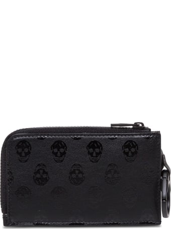 Alexander McQueen Skull Card Holder In Black Leather