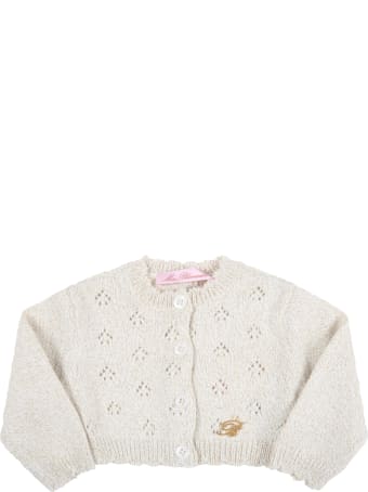 Blumarine Beige Cardigan For Baby Girl