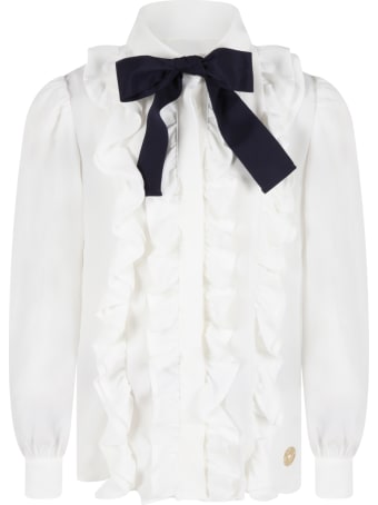 Elie Saab White Shirt For Girl With Logo