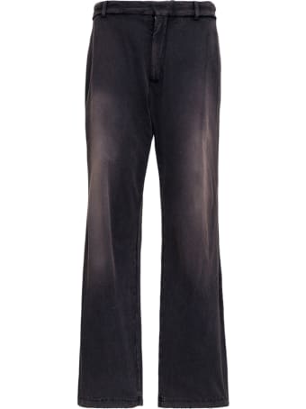 Balenciaga Slim Trousers In Black Washed Cotton