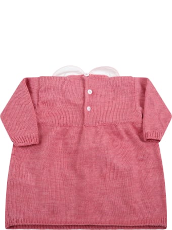Little Bear Pink Dress For Baby Girl With Bow