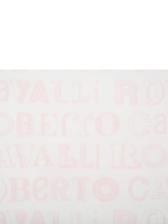 Roberto Cavalli White Blanket For Baby Girl With Logos