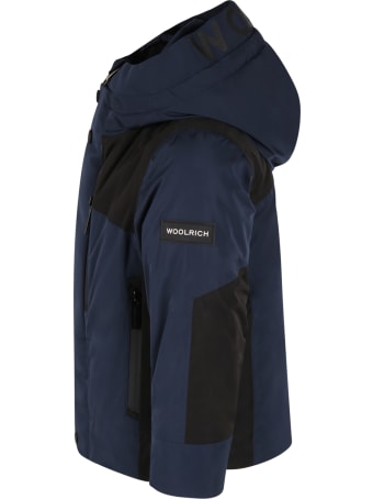 Woolrich Blue Jacket For Boy With Logo