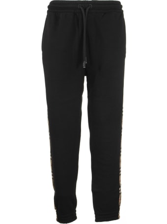 Burberry Checkford - Cotton Jogging Trousers With Vintage Check Inserts