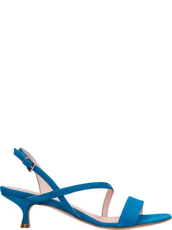 Anna F. Sandals In Petroleum Suede