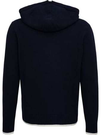 The Seafarer Blue Wool And Cashmere Hoodie With Logo