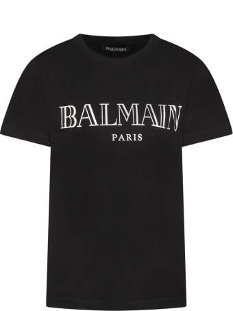 Balmain Black Kids T-shirt With Logo