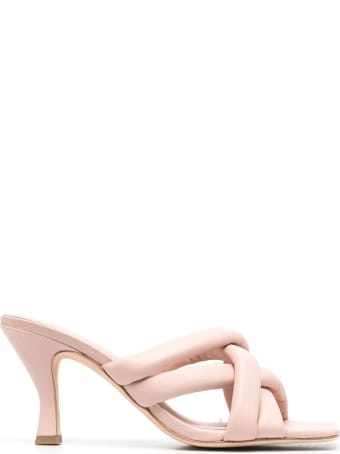 Ash Pink Woven Leather Mules