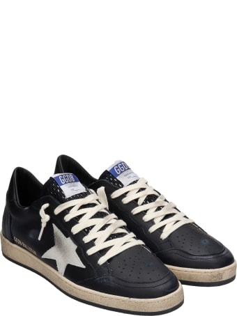 Golden Goose Ball Star Sneakers In Black Leather