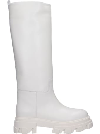 Gia X Pernille Teisbaek Perni 07 Low Heels Boots In White Leather