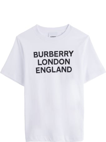 Burberry White Jersey Tee With Logo