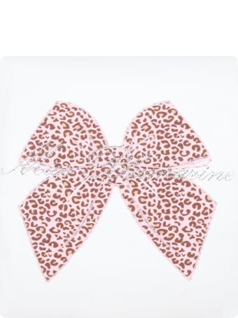 Blumarine White Blanket For Baby Girl With Bow