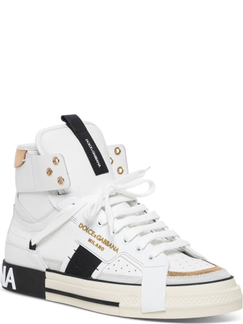 Dolce & Gabbana Custom 2zero Leather High Top Sneakers