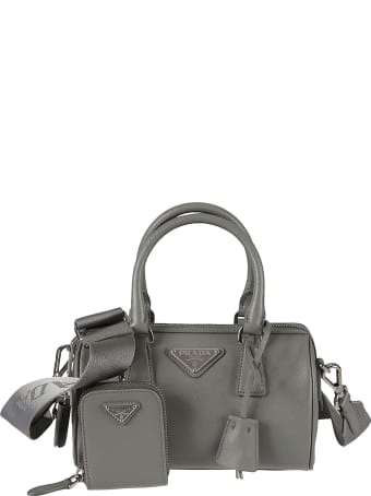 Prada Top Zip Logo Plaque Satchel