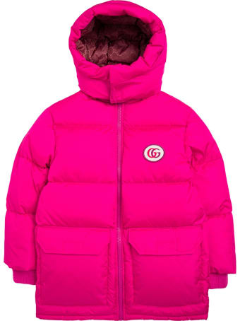 Gucci Pink Nylon Down Jacketì With Logo Patch