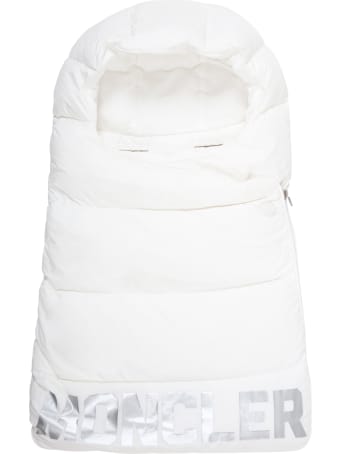 Moncler White Sleeping-bag For Babykids With Silver Logo