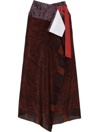 Ibrigu Multicolor Silk Wrap Midi Skirt