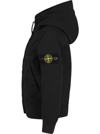 Stone Island Junior Black Jacket For Boy