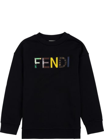 Fendi Black Cotton Sweatshirt With Logo