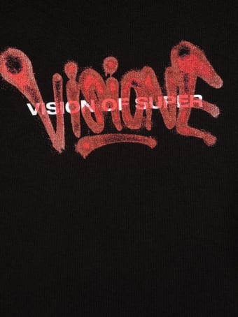Vision of Super Unisex Kid Black And Red "visione" T-shirt