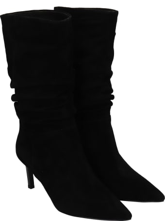 Bibi Lou High Heels Ankle Boots In Black Suede