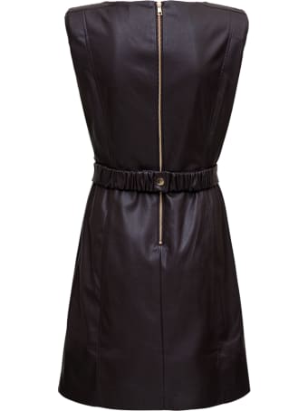 Liu-Jo Brown Leatheret Dress With Chain Belt