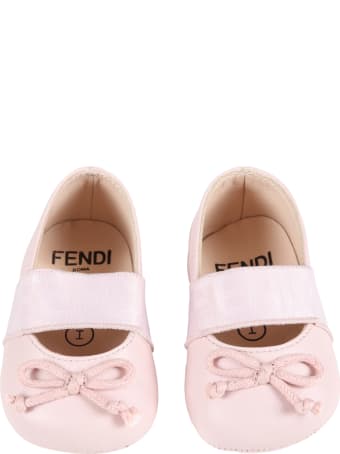 Fendi Pink Ballerinas Flats For Baby Girl