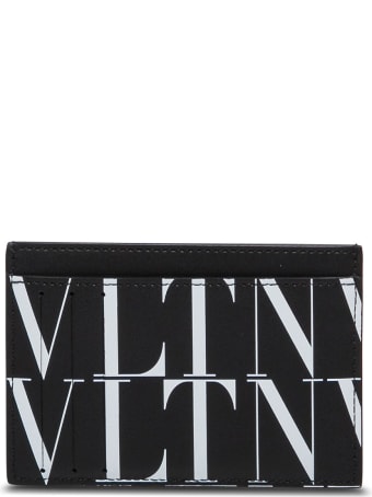 Valentino Garavani Vltn Card Holder In White And Blackleather