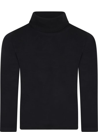 Moncler Black Turtleneck For Girl With Pink Logo