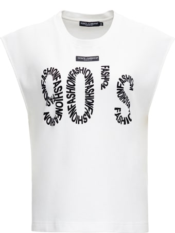 Dolce & Gabbana White Cotton T-shirt With 90's Front Print