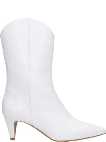 Julie Dee High Heels Ankle Boots In White Leather