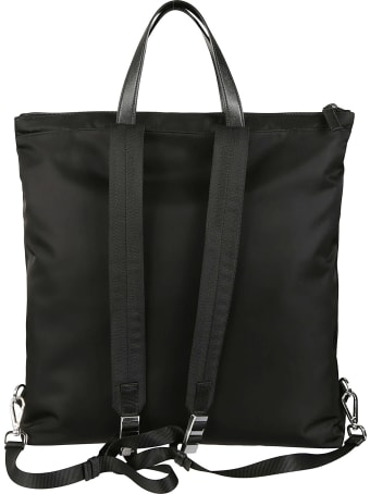 Prada Top Zip Logo Plaque Tote