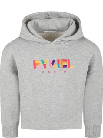 Rykiel Enfant Grey Sweatshirt For Girl With Logo