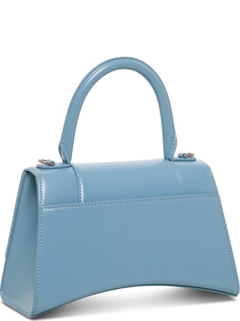 Balenciaga Hourglass Handbag In Light Blue Leather