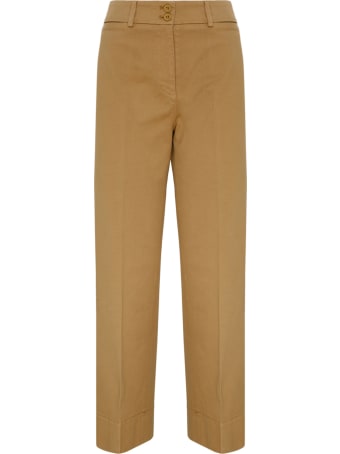 QL2 Beige Sibilla Cotton Blend High Waist Pants