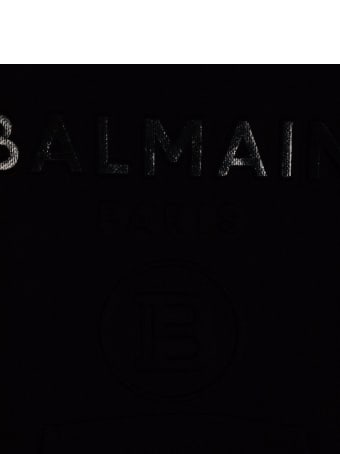 Balmain Black Kids Sweatshirt With Metallic Logo