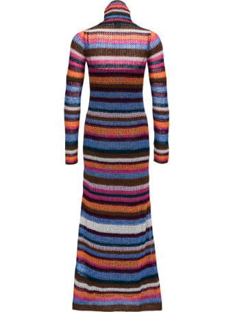M Missoni High Neck Striped Wool Blend Long Dress