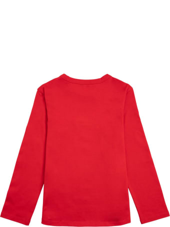 Givenchy Long-sleeved T-shirt In Red Cotton With Logo Print
