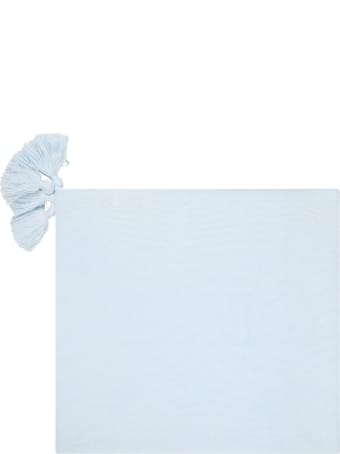 Little Bear Light Blue Blanket For Baby Boy With Tassels