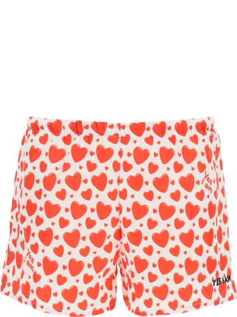 YES I AM Red Hearts Print Swim Shorts