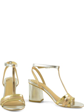 Guess Silver And Gold Laminated Leather Sandals