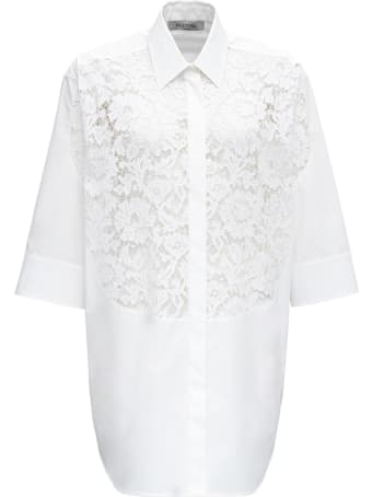 Valentino Poplin Cotton Shirt With Lace Detail