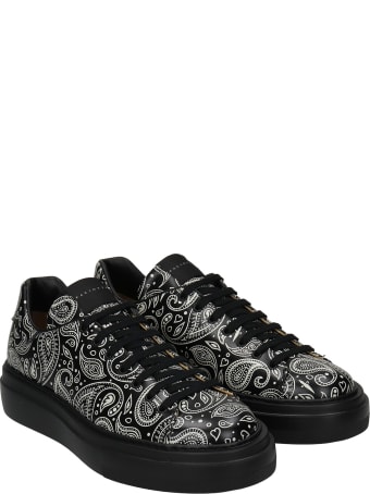 Cesare Paciotti Bandana Print Sneakers In Black Leather